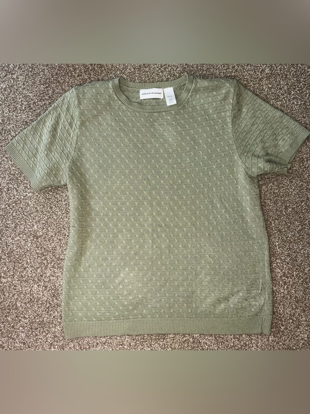 Alfred Dunner Women’s Light Olive Acrylic Knit Textured Crew Neck Sweater S